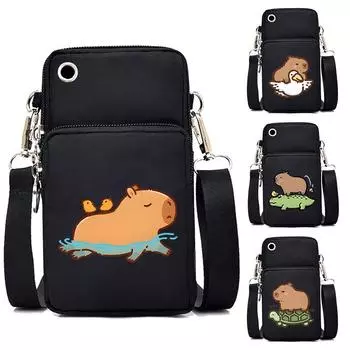 Сумка для мобильного телефона Capybara Mini для женщин, симпатичные кошельки для подростков с изображением животных Capybara, мужские сумки с подвеской на шею, маленькие сумки через плечо