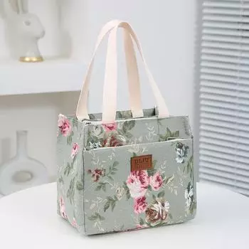 Сумка для обеда с эстетичным цветочным принтом, изолированная сумка Bento большой вместимости, сумка-холодильник для школы, работы, путешествий и пикника