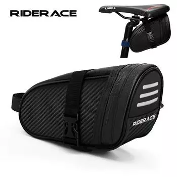 Сумка для седла велосипеда RIDERACE, маленькая, водонепроницаемая, черная, светоотражающая, для горного велосипеда, шоссейного, заднего сиденья, сумки для инструментов чёрный
