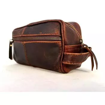 Сумка для туалетных принадлежностей из натуральной кожи буйвола Travel Dopp Kit Чехол для бритья для мужчин и женщин 9 x 4 x 5 in коричневый