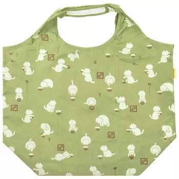 Сумка Eco Tote Large Matcha Cat Green [Hamamonyo]