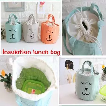 Сумка-холодильник Cloth Expression Insolated Lunch Box Bag для льда в скандинавском стиле из хлопка оранжевый