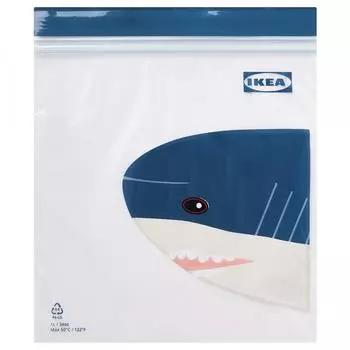 Сумка IKEA ISTAD на молнии, синий/акула, 1 л