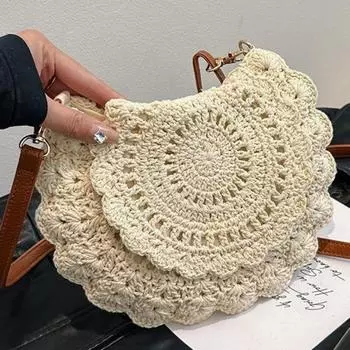 Сумка из хлопчатобумажной ткани в стиле бохо, женская модная круглая сумка для телефона через плечо, пляжная сумка хаки