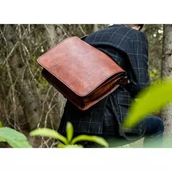 Сумка из козьей кожи для мужчин, новый винтажный коричневый S Messenger, портфель для ноутбука 9x11x3 коричневый