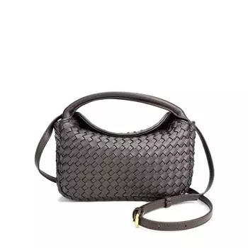 Сумка-ланч-бокс New Street Trend Simple Grid из коровьей кожи с магнитным креплением на одно плечо 25x14x8cm белый