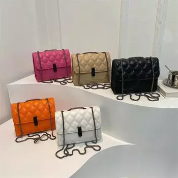 Сумка Модная женская сумка с вышивкой нитками Повседневная сумка через плечо Сумка через плечо с цепочкой в стиле ретро оранжевый