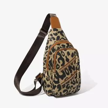 Сумка на грудь Модные сумки через плечо с цепочкой Дизайн Cheetah Винтажные женские сумки на одно плечо Винтажные сумки на грудь