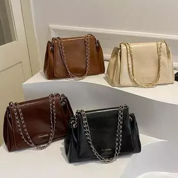 Сумка Niche Bag Женская модная сумка-цепочка High-End Sense Универсальная ретро-сумка через плечо для поездок на работу коричневый