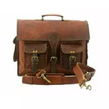 Сумка-портфель Messenger Real Satchel Bag Натуральный коричневый портфель Учительская сумка из козьей кожи 15 x 11 x 4 коричневый