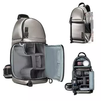 Сумка-слинг K&F CONCEPT для камеры, противоударная сумка для DSLR/SLR/беззеркальных камер, водонепроницаемый чехол серый