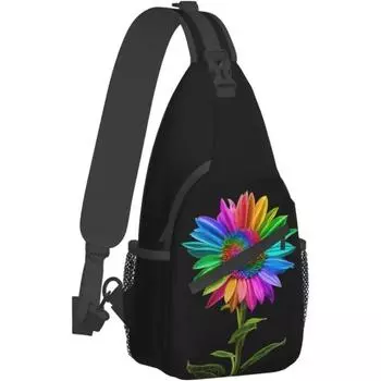 Сумка-слинг Sunflower, сумка через плечо, рюкзак, нагрудная сумка, легкая сумка на плечо для женщин и мужчин для путешествий, походов, спортзала чёрный