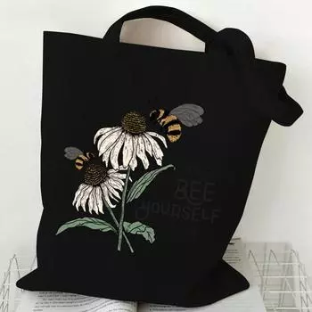 Сумка-тоут из холста Sunflower Bee, универсальная сумка для поездок на работу, учебы, занятий, подмышек, женская сумка через плечо