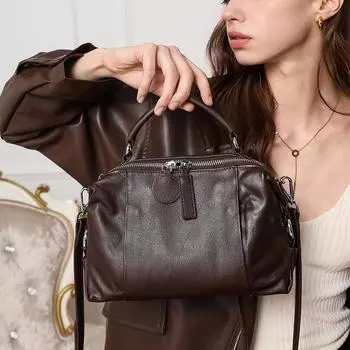 Сумка-тоут из коровьей кожи Niche Tote с верхним слоем и сумкой через плечо в стиле ретро Commuter кофейный
