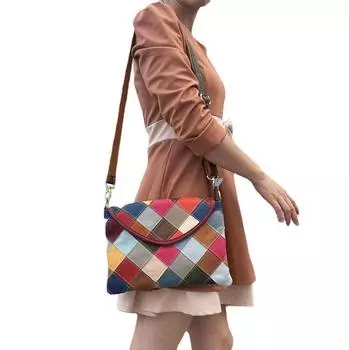 Сумка Trend Bag White-Collar Commuter Женская сумка Цветная кожаная сумка через плечо с ромбами