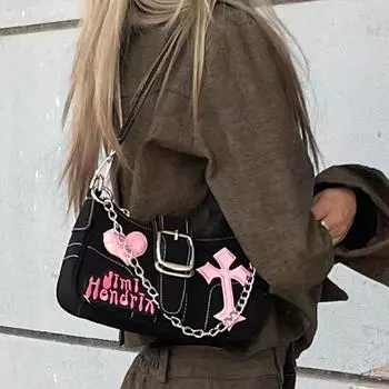 Сумка Y2K Millennial на одно плечо с цепочкой 25cm x 7cm x 13cm