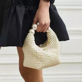 Сумки из жемчуга для женщин, модные, модные, портативные, наплечные сумки для вечеринок бежевый