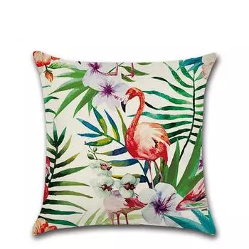 Summer 18 Inch Flamingo Throw Pillow Case Sofa Bed Home Decor Cushion Soft Cover C