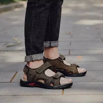 Summer Beach Shoes Men s Outdoor Men s Sandals Large Size 38-48 Men s Leather Sandals Men s Shoes 48 коричневый