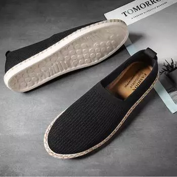 Summer Breathable Mesh Shoes for Men Quality Men s Casual Shoes Comfortable Hard Wearing Male Slip-on Flats Zapatos Para Hombres 39 серый