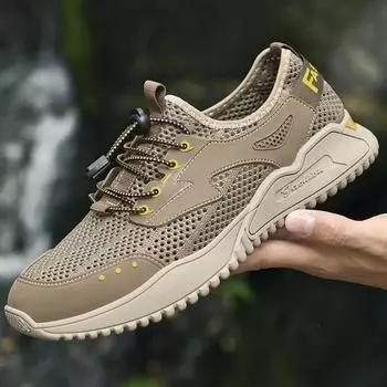 Summer Breathable Mesh Shoes Men s Outdoor Versatile Casual Sneakers Large Size Men s Hiking Shoes 38 чёрный