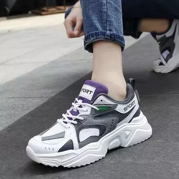 Summer Breathable Sports Shoes with Thick Sole and Increased Height for Women Breathable Small Size Women s Shoes 35 синий