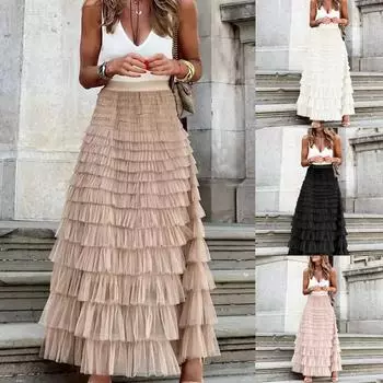 Summer Burst Fashion Сетчатая юбка до середины тела XXL