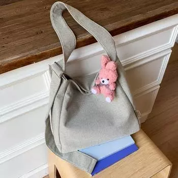 Summer canvas bag women s new versatile shoulder messenger bag large capacity tote bag class bag серый