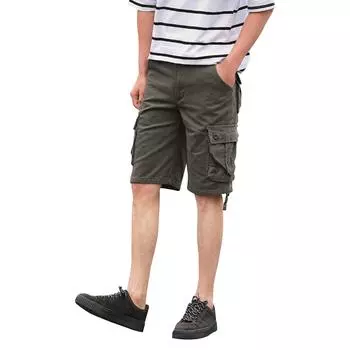 Summer Cargo Shorts, Three-quarter Length Pants For Men, Solid Color Casual Trendy Pants 30 армия зеленый