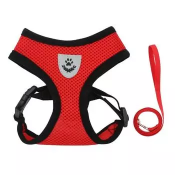 Summer Cat Dog Harness Lead Leash Adjustable Vest Polyester Mesh Breathable Harnesses Reflective for Small Dog Cat Lesah S
