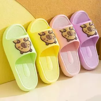 Summer Cute PVC Ladies Home Slippers for Women Cartoon Decals Bright Colors Capibara Sandals 36-40