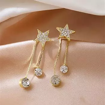 Summer Design Sense, Серьги с бахромой в виде пятиконечной звезды, Мода, Серьги-гвоздики золотой