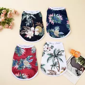 Summer Dog Vest Clothes For Small Medium Dogs Cats Breathable Hawaiian Beach Style Puppy T-shirt Chihuahua Yorkshire Pug Coat XS