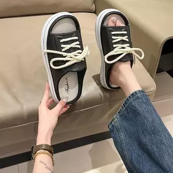 Summer EVA new trendy summer imitation canvas shoes soft sole one-word drag fashion thick bottom home wear casual drag 36-37 белый