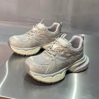 Summer fashion breathable shoes mesh comfortable casual shoes platform concave shape girls sports running shoes 35