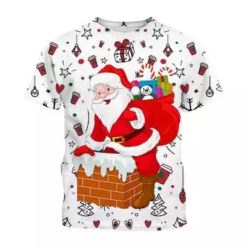 Summer fashion creative design Christmas patterns 3D printing casual personality Harajuku style warm and comfortable woman S