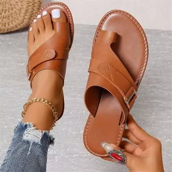 Summer Flip Flops 2024 Flat Slippers Solid Color Round Toe Shoes Women Large Size Slipper Outdoor New Ladies Sandales Non-slip EUR 36 чёрный