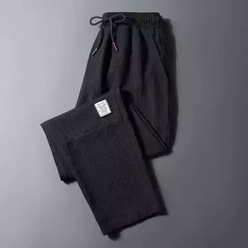 Summer Ice Silk Quick-drying Pants for Men s Linen Casual Pants for Men s Loose Large Size Summer Thin Sports Pants M чёрный