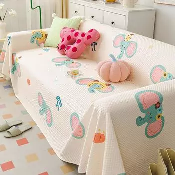 Summer Ice Silk Sofa Cover Cloth Light Luxury High-Grade Cream Style Cute Cartoon Ins Cool Feeling Cover Towel 200*130cm