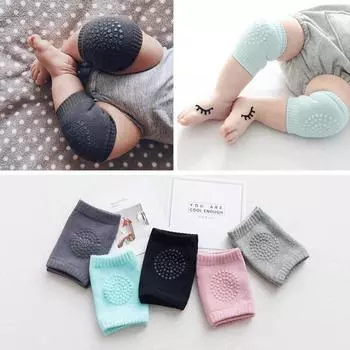 Summer Infant Knee Pads Plain Color Glue Point Anti-Slip Children Knee Breathable Movement Baby Crawling Elbow Pads светло-зеленый