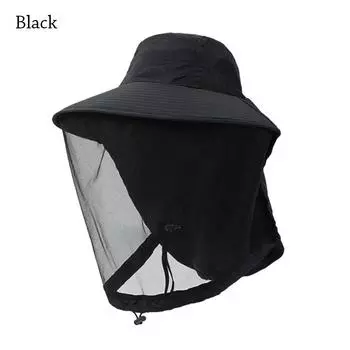 Summer Jungle Farm Outdoor Insect Proof Cap Fishing Sun Cap Bucket Hat Mosquito Hat чёрный