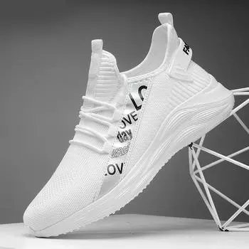 Summer Lace Up Breathable Running Sport Shoes High Quality Non-slip Outdoor Athletic Sneakers for Men Black White Man Shoe 36