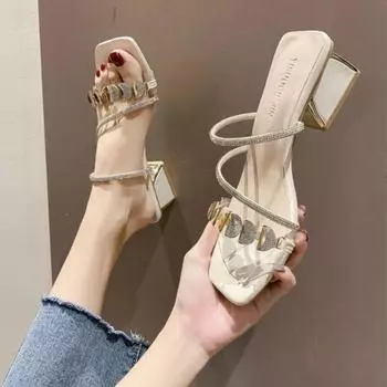 Summer Luxury Designer Sandals 2024 New Style Fashion Metal Decoration Outdoors Casual Beach Shoes Women s Low Heel Slippers 35 покинуть белый