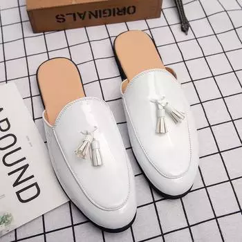 Summer Men Black Half Shoes Breathable Slip-on White Slippers Man Outdoor Sandals Mules Lightweight Anti-slip Comfy Casual Shoes 38