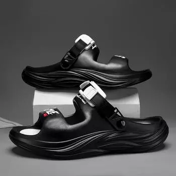 Summer Men Clogs Non-slip Thick-soled Casual Shoes Outerwear Beach Soft-soled EVA Slippers Women Slippers Sandals SIZE36-45 36-37 хаки