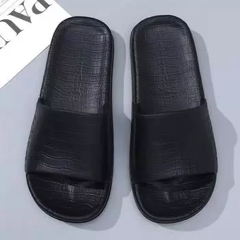 Summer men s bathroom indoor flip flops casual non-slip slippers outdoor beach cool slippers 40-41 чёрный
