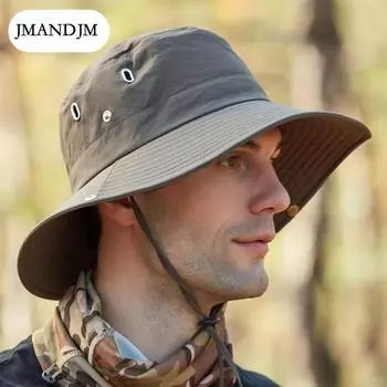 Summer men s breathable sun hat outdoor fishing hat sun protection solid color bucket hat big eaves travel hats чёрный