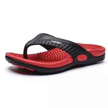 Summer Men s Casual Flip Flops Fashionable Outdoor Men s Beach Slippers 40 красный