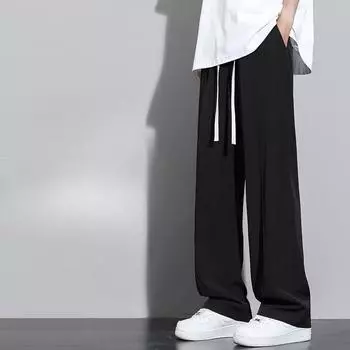 Summer Men s Casual Pants Ice-sensing Men s Pants Versatile Thin Trousers Loose Straight Men s Sports Pants M чёрный