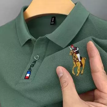 Summer Men s Polo Shirt with Short-sleeved Embroidery Pattern, Fashionable and Casual Lapel Short-sleeved Polo Shirt M чёрный